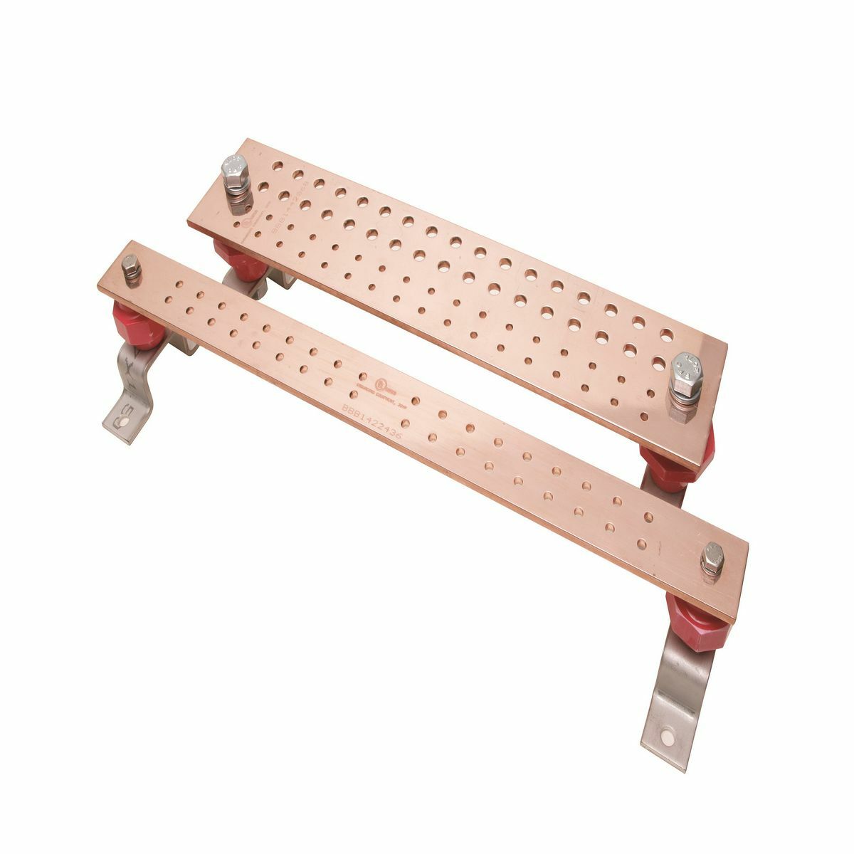 BBB14416G Busbar With Insulator Bracket, 16 in L x 4 in W, 24 Holes, Copper