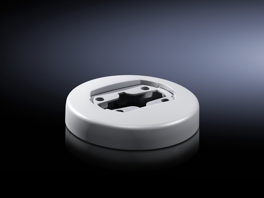 6206320 CP 60 Round Enclosure Coupling Attachment, For Use With 130 mm Dia Support Arm Connection, Die Cast Zinc, Light Gray