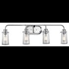 The Braelyn(TM) 34.25in; 4 light vanity light features an Chrome finish and clear seeded glass shades. The Braelyn offers a vintage industrial design that works well with rustic, country and lodge dacor.