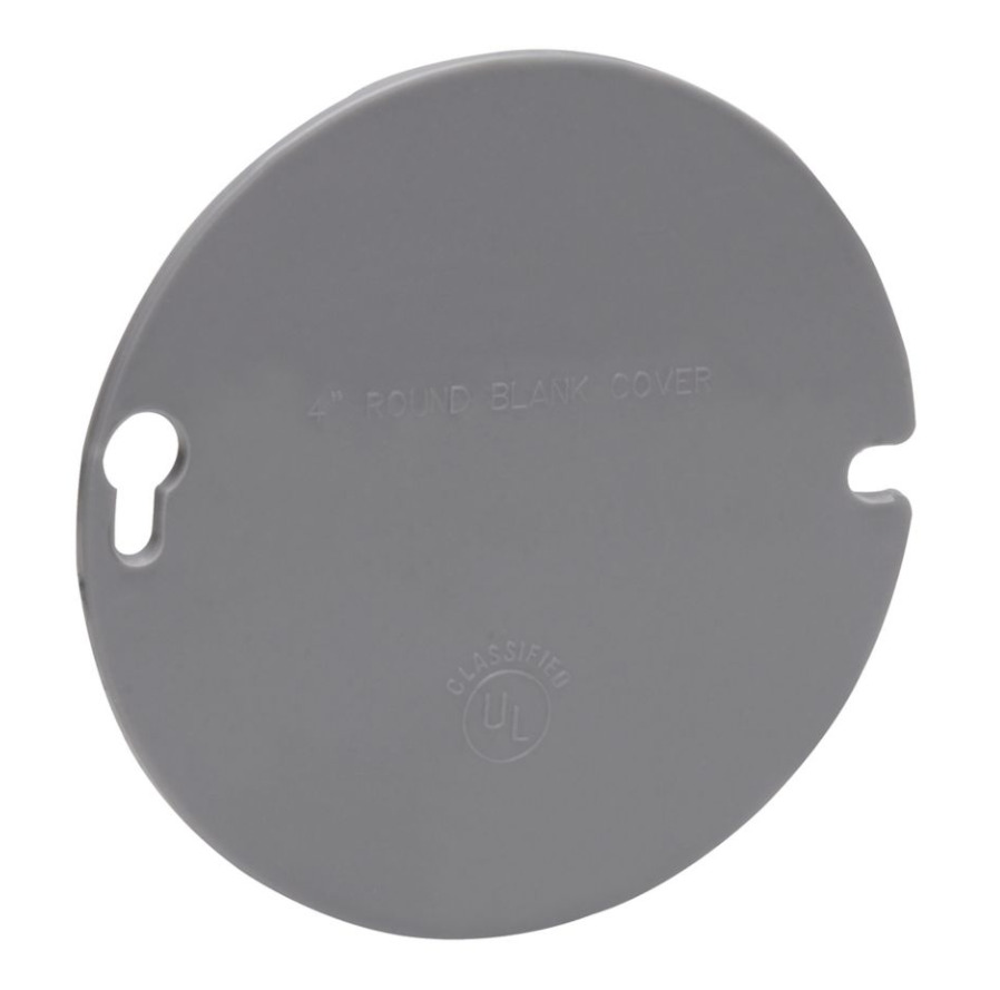 TP1040 Electric Box Cover, 4-3/4 in Dia, Blank Cover, PVC