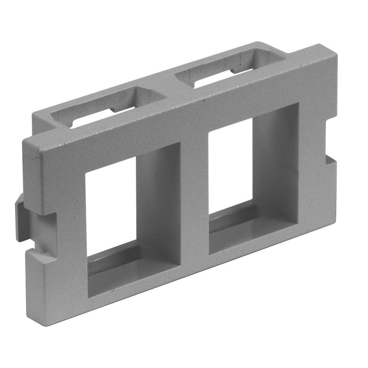 IM2K1GY 1-Unit Flat Horizontal Unloaded Snap-Fit Keystone Module, 2 Gangs, 2 Ports, Data/Fiber/Audio/Video Module, Snap-Fit Mount, ABS