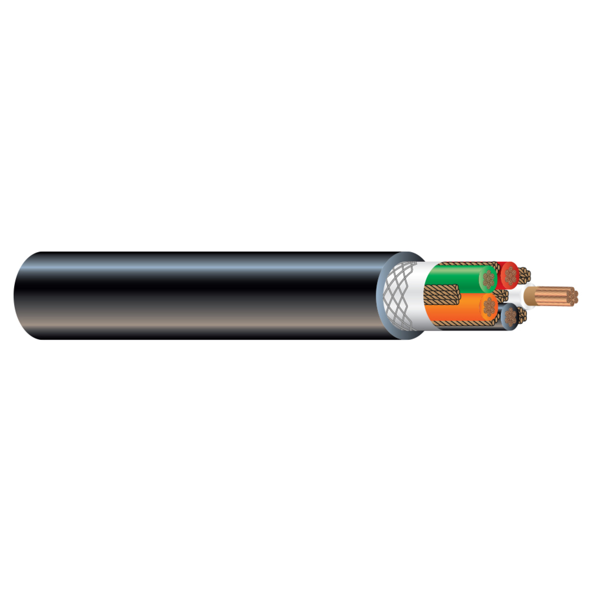 57147099 Heavy Duty Flexible Power Cable, Reel Packaging, 2 kV, (5) Conductors 2/0 AWG Conductor Bare Copper Conductor