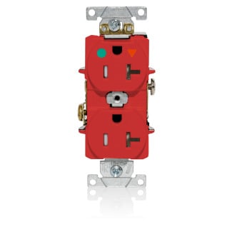 T8300-IGR T8300-IG Duplex Flat Face Heavy Duty Isolated Self-Grounding Standard Tamper-Resistant Straight Blade Receptacle, 125 V AC, 20 A, 2 Poles, 3 Wires, Red