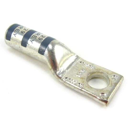 54906BE06 Color-Keyed 54900 1-Hole Non-Insulated Compression Lug Connector, 4 AWG Copper/Stranded Conductor, Die Code: 29, 3/8 in Stud, Copper