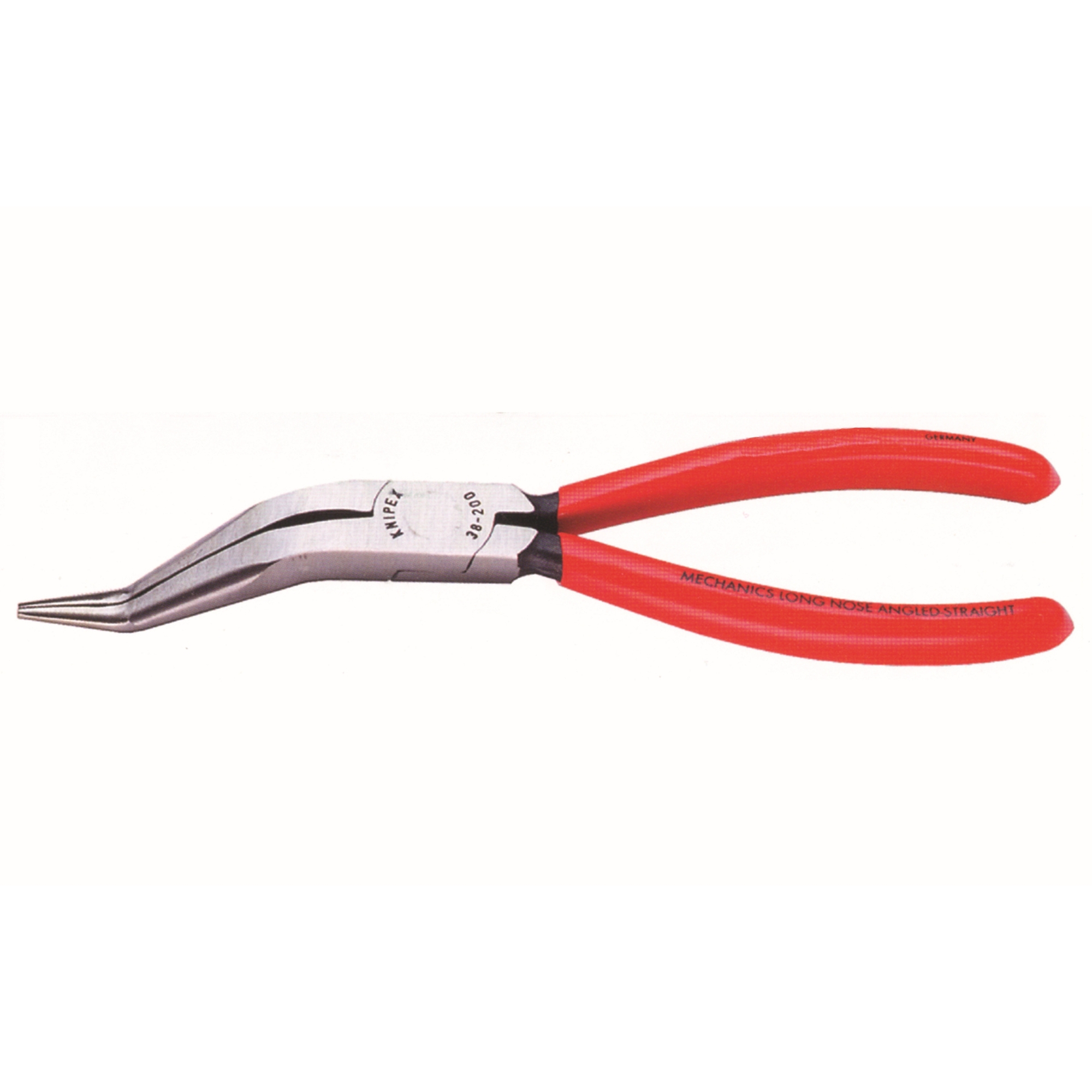 Long Nose Pliers without Cutter-Double Angled, 8 in., Plastic Coating