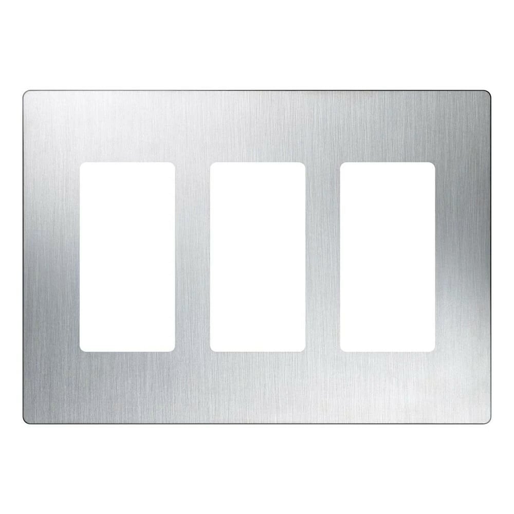 CW-3-SS Claro Wall Plate for Decorator/Designer Paddle Switches and Dimmers, 3 Gang, Gloss, Stainless Steel