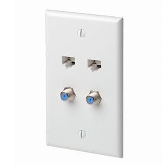 5EA20-S4T QuickPlate 5EA20 2-F-Connector Standard Wall Plate, 1 Gangs, 2.77 in W x 4.53 in H, ABS, Light Almond