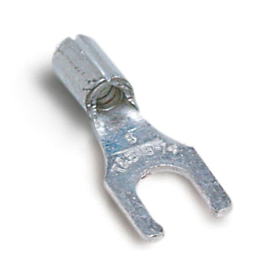 C10-6FL Sta-Kon C Series Locking Non-Insulated Fork Terminal, 12 to 10 AWG Conductor, 0.85 in L, Brazed Seam/Serrated Barrel, Copper, Metallic