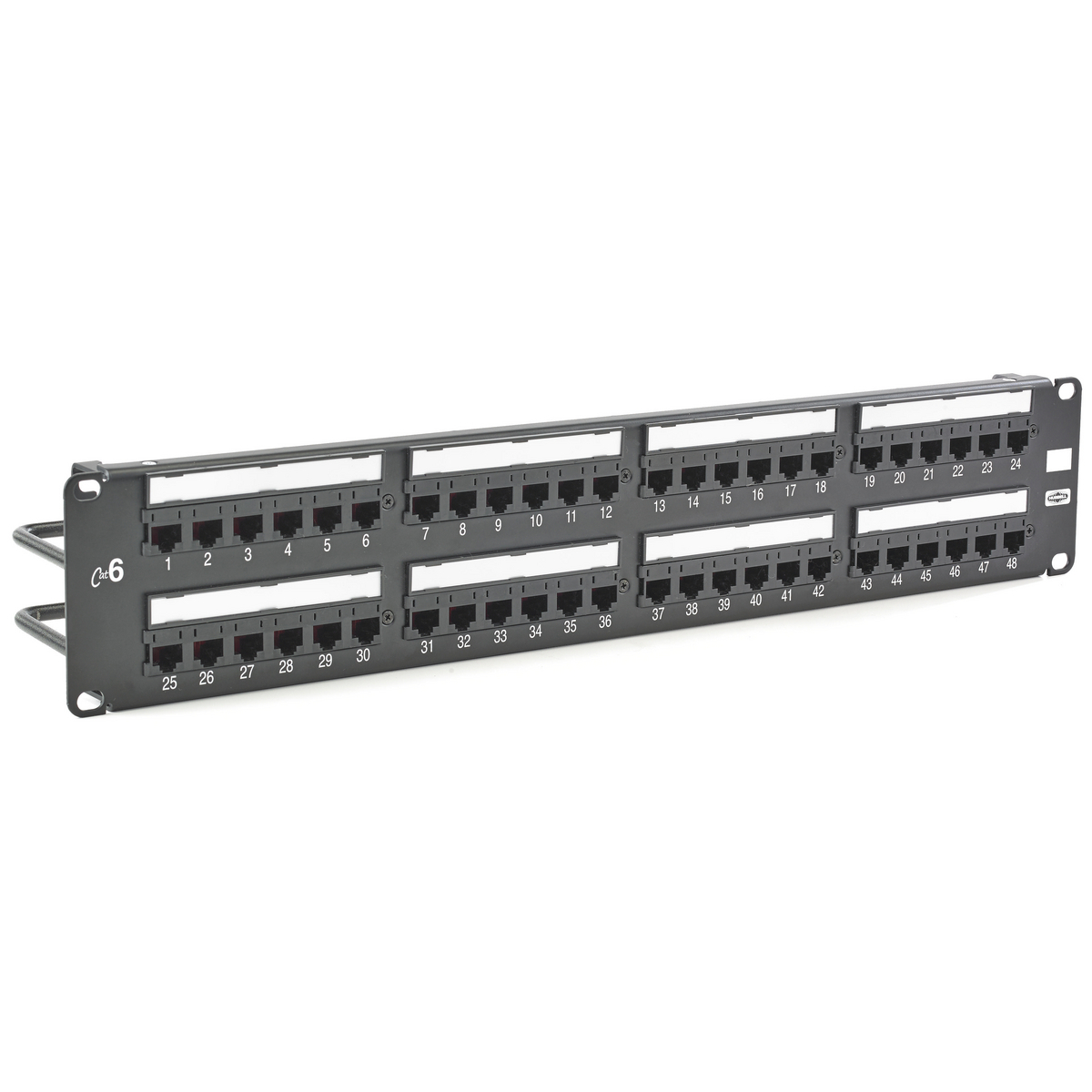 HP648 1U Flat Standard Universal Wiring A/B Patch Panel, 48 Ports, Cat 6, Steel