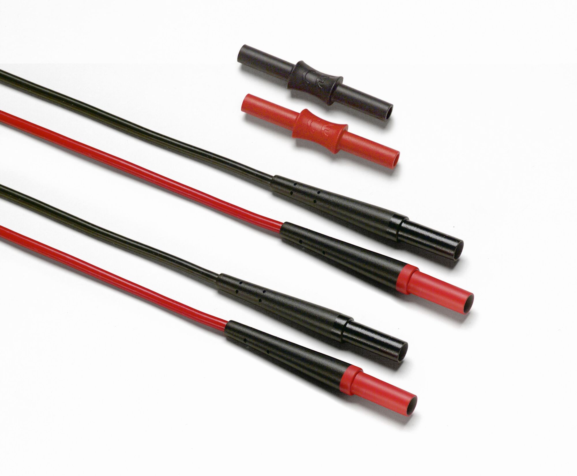 TL221 SureGrip Test Lead Extension Set, 4 Pieces, For Use With Any Multimeter, Clamp Meter or Test Instrument that Accepts a Standard Shrouded Banana Plug, Silicone, Black/Red