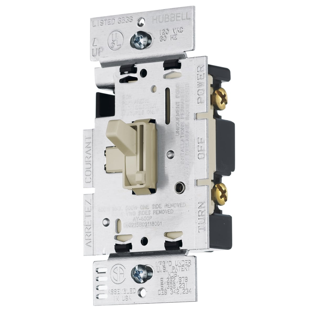 RAY603PI 3-Way Dimmer Switch, 120 V AC, 5 A, 3-Way Operation, Ivory