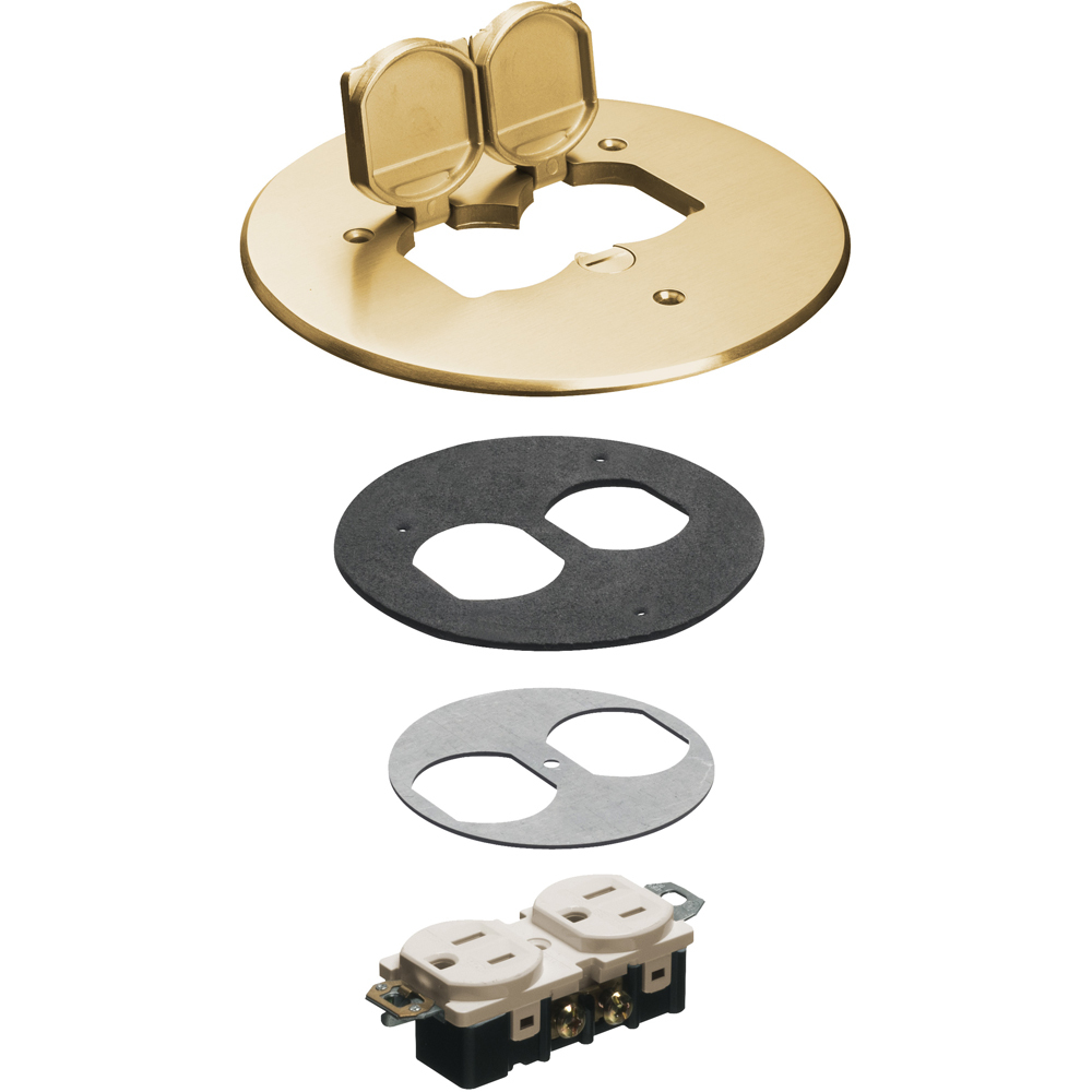 FLB6230MBLR Floor Box Cover Kit, 6 in Dia, Brass/Plastic