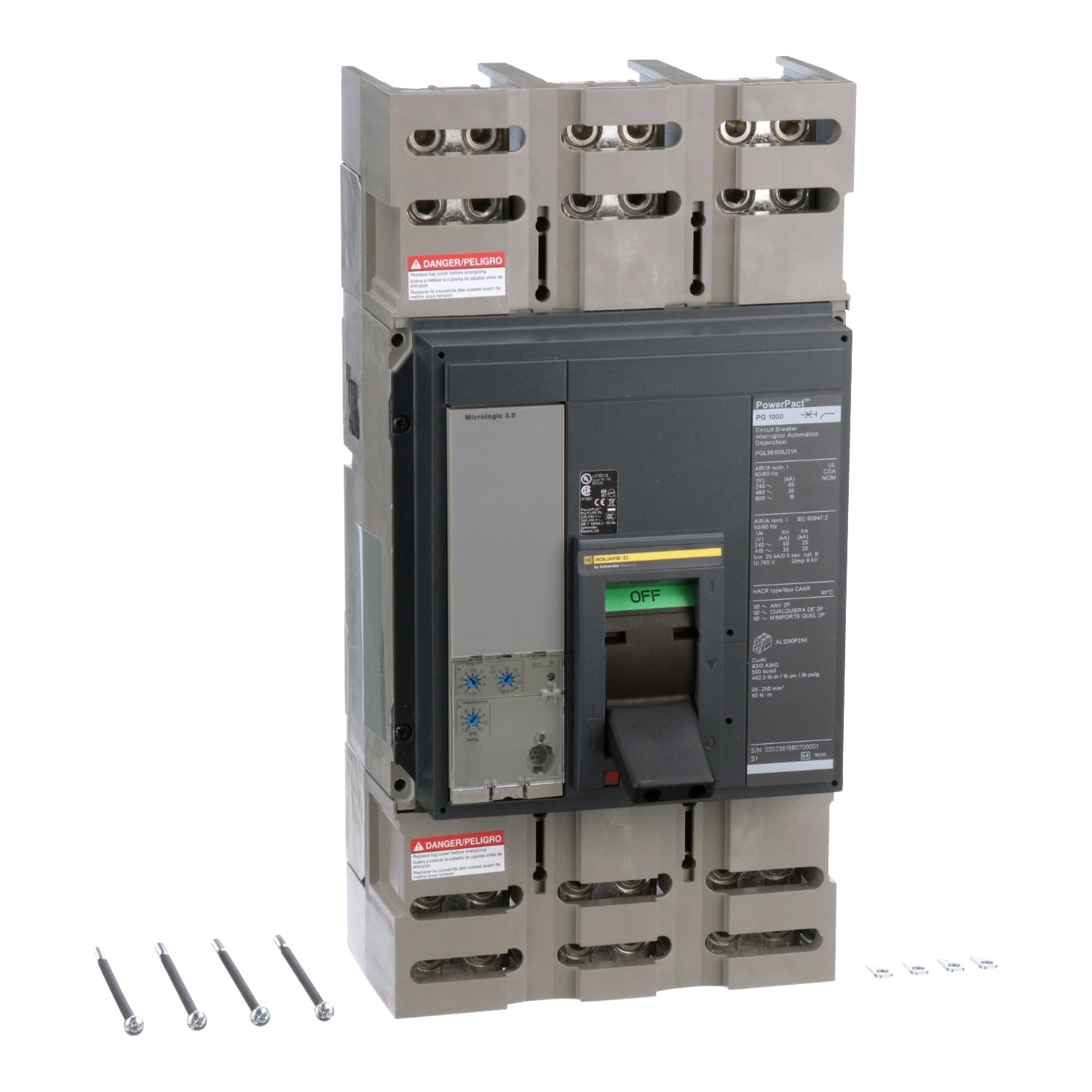 PGL36100U31A Molded Case Circuit Breaker, 1000 Amp, 3 Pole, 600V