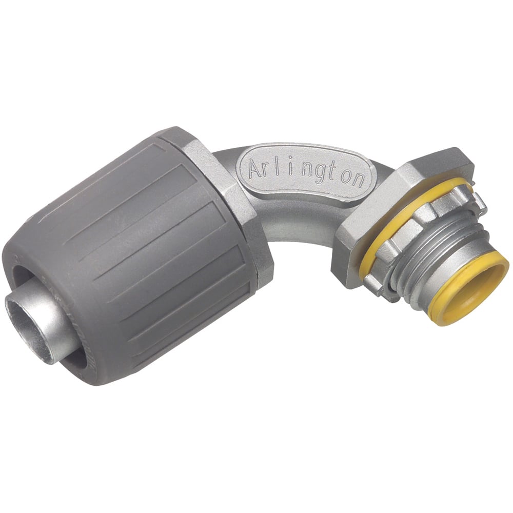 LT905A Snap2IT Push-On Liquid Tight Conduit Connector With Insulated Throat, 1/2 in Trade, 90 deg, Die Cast Zinc
