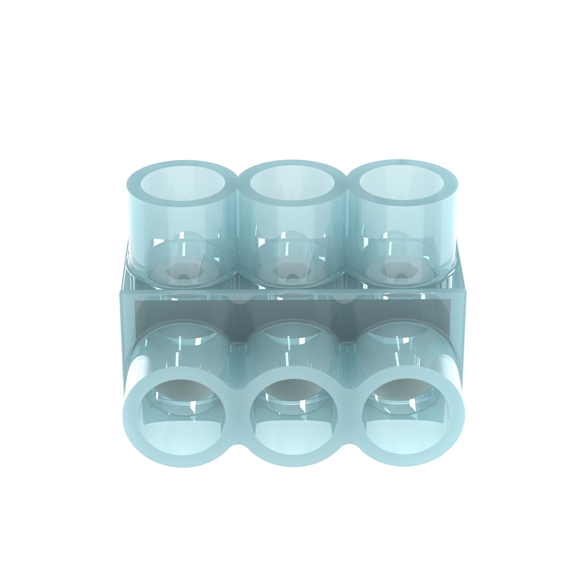PCSB250-3-6Y Pan-Lug 3-Port Double Sided Multi-Tap Connector, 10 AWG to 250 kcmil Aluminum/Copper/Stranded Conductor, Screw Installation, Aluminum/PVC