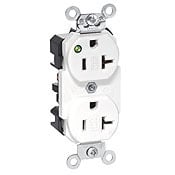 8300-PLO 1-Phase Duplex Extra Heavy Duty Self-Grounding Straight Blade Receptacle, 125 V AC, 20 A, 2 Poles, 3 Wires, Orange