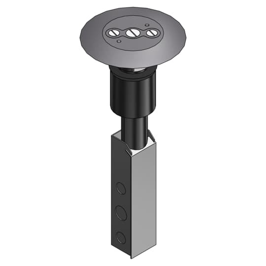 FPT448-SW-GRY Steel City Poke-Through Base Unit, For Use With Floor Boxes, 1/2 in, 3/4 in Knockout, Phenolic/Steel
