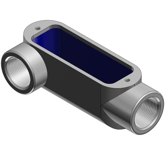 LR448 T&B BlueKote Type LR Conduit Body, 1-1/4 in Hub, Form 8 Form, 23.6 cu-in Capacity, Iron, Baked on Epoxy Powder Coated/Zinc Plated
