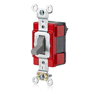 M1221-GY Lev-Lok Large Toggle Switch, 120/277 V AC, 20 A, 800 W, 1000 VA Power Rating
