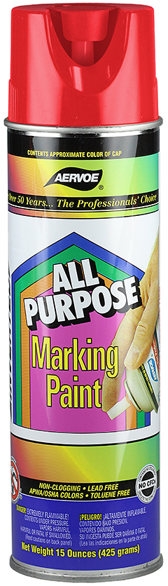 All Purpose Marking Paint, Red, 20 oz. Aerosol, 15 oz. net weight