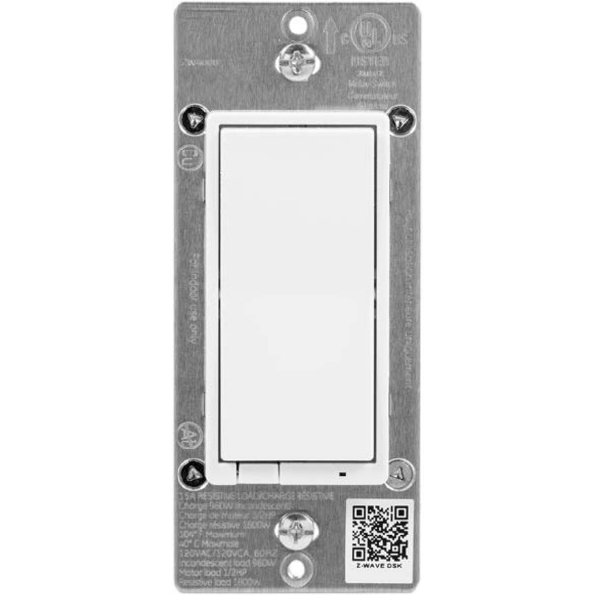 IDEVZ01DW ZWave Enabled Switch, 120 VAC, 15 A, 60 Hz, 1800 W Power Rating