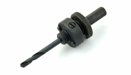 36-573 Quick-Change Hole Saw Arbor, 7/16 in Arbor, 7/16 in Hex Shank, Steel