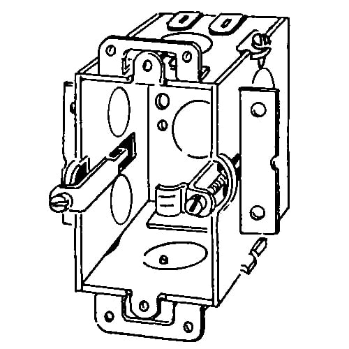 384-OW Gangable Square Corner Switch Box With Non-Metallic Sheathed CL-26 Cable Clamps, Steel, 12.5 cu-in Capacity, 11 Knockouts, 3 in H x 2 in W x 2-1/2 in D