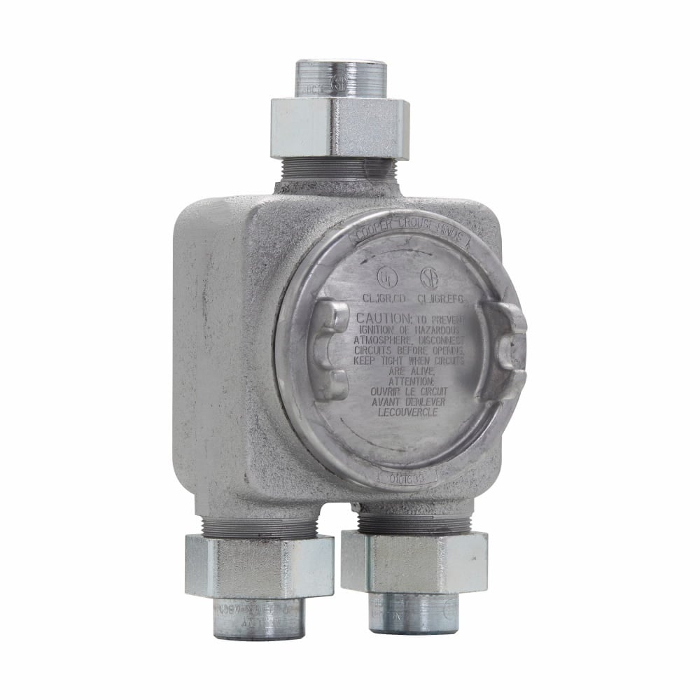 GUAG6775 Conduit Junction Box, 1/2 x 3/4 in, For Use With Threaded Rigid Conduit, Feraloy Iron Alloy