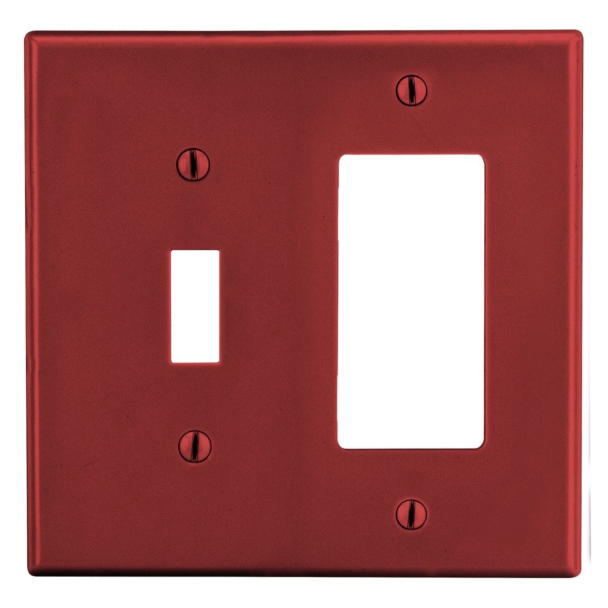 P126R Non-Metallic Standard Wall Plate, 2 Gangs, 4.69 in W x 4.63 in H, Polycarbonate Thermoplastic, Red