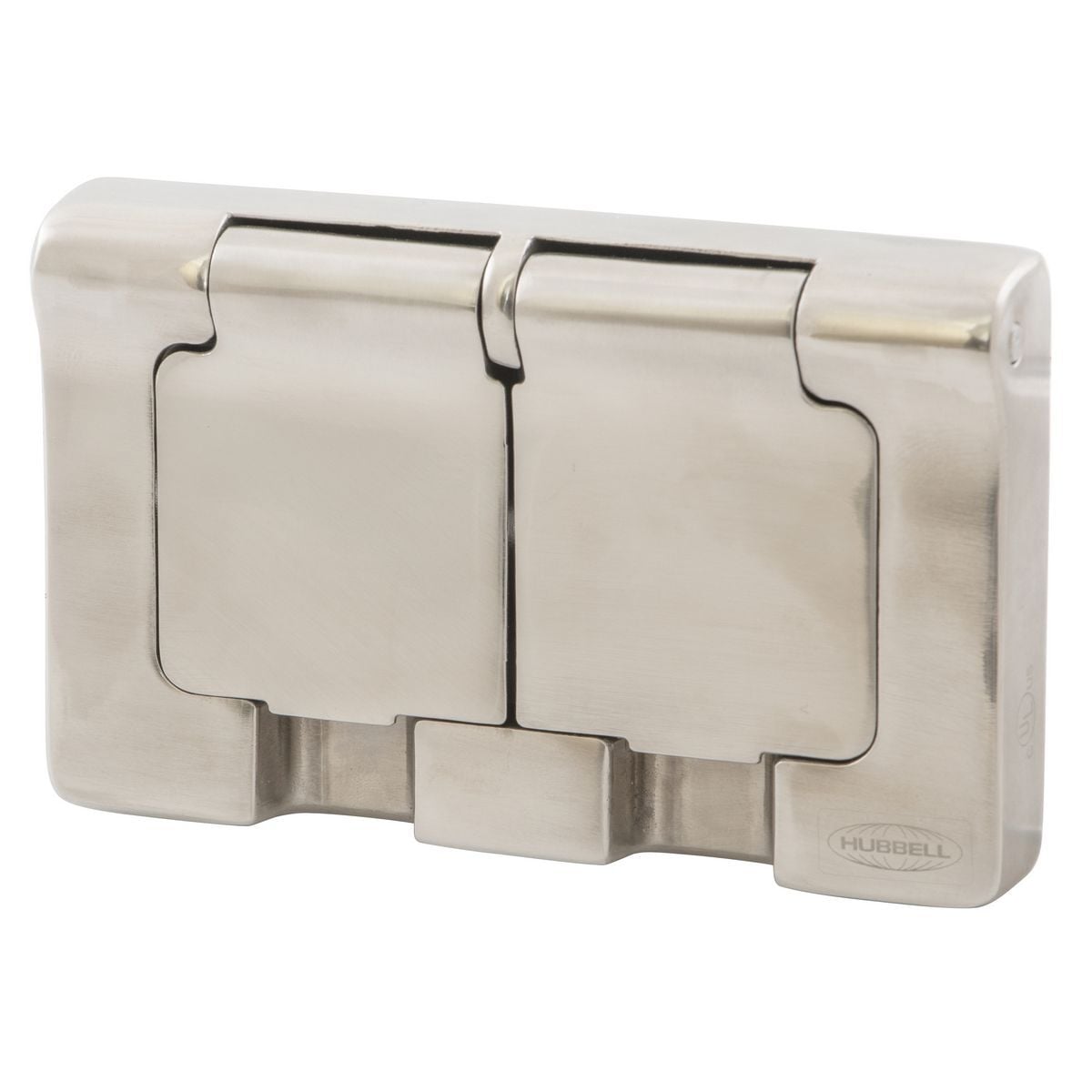 HBLSS83R Dusttight Raintight Standard Sleet-Resistant Weatherproof Cover, 3.04 in L x 4.85 in W x 0.89 in D, Duplex/Self-Closing/2.62 in Dia Opening Cover, 316 Stainless Steel