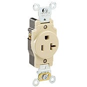 5361-R 1-Phase Heavy Duty Single Straight Blade Receptacle, 125 V AC, 20 A, 2 Poles, 3 Wires, Red