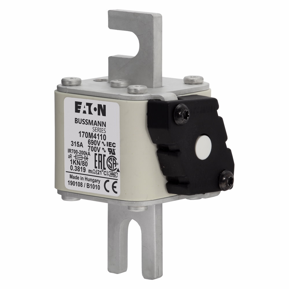 170M4110 Semi-Conductor High Speed Fuse, 315 A, 690/700 V, 200 kA Interrupt, Class: AR, Square Body