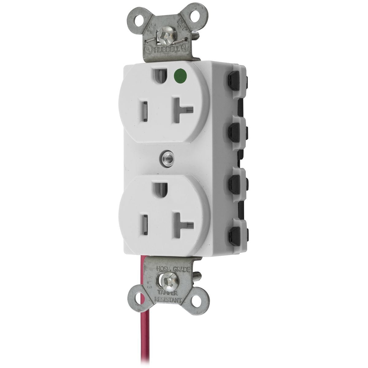 SNAP8300WSCTRA 1-Phase Duplex Extra Heavy Duty Tamper-Resistant Straight Blade Receptacle, 125 V AC, 20 A, 2 Poles, 3 Wires, White