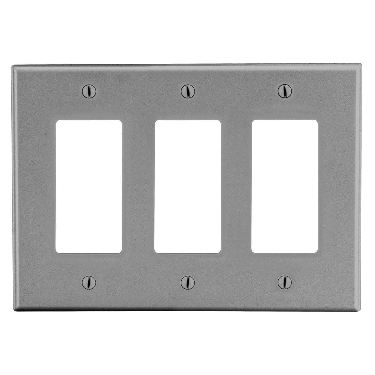 P263GY Standard Wall Plate, 3 Gangs, 6.5 in W x 4.63 in H, Polycarbonate Thermoplastic, Gray