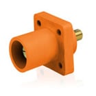 16-Series Taper Nose, Male, Panel Receptacle, 90-Degree, Threaded Stud, Cam-Type Connector, Orange