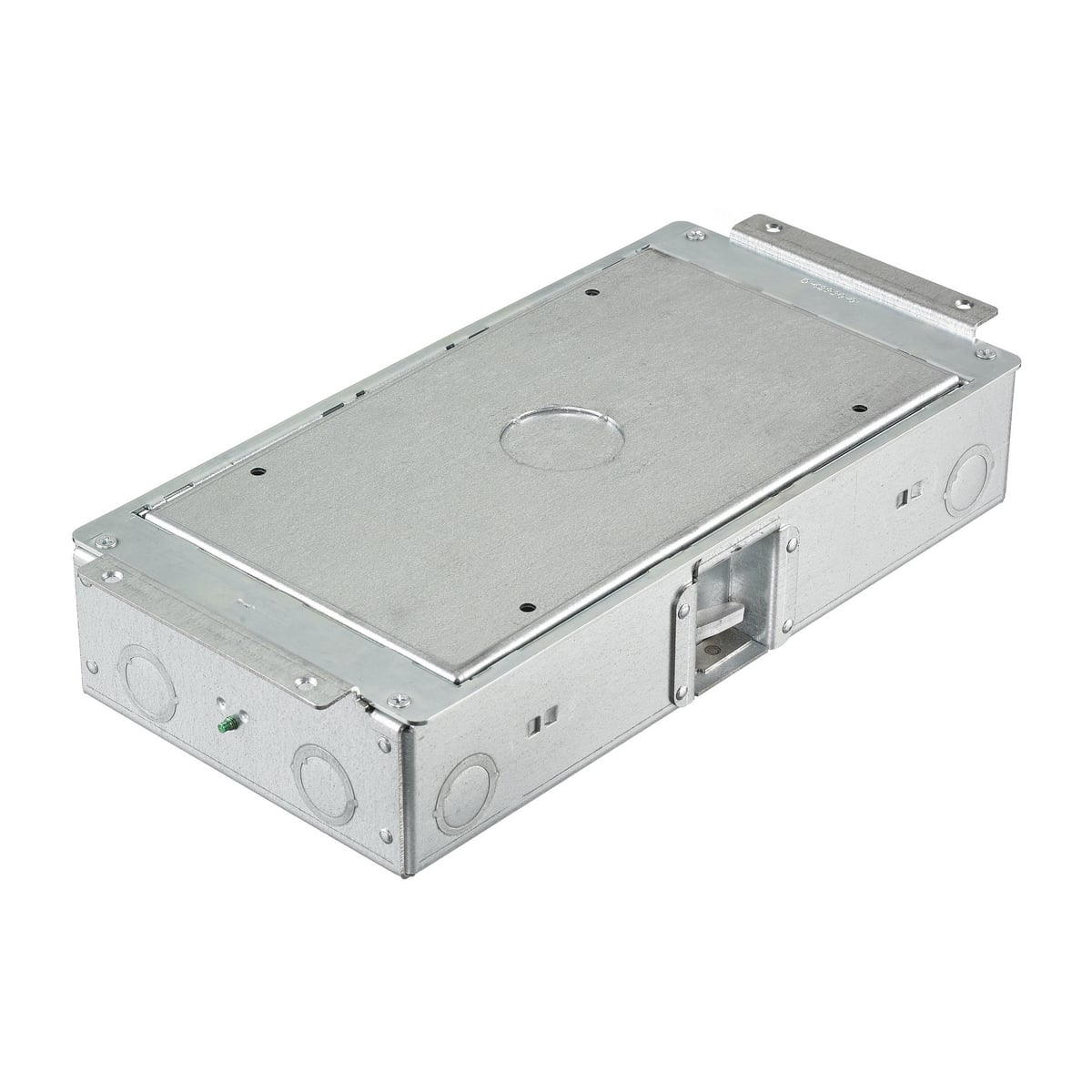 AFB2G25 Floor Box, Stamped Steel, 30 cu-in Capacity, 2 Gangs, 12 Knockouts, 6.62 in L x 12.67 in W x 2.88 in H