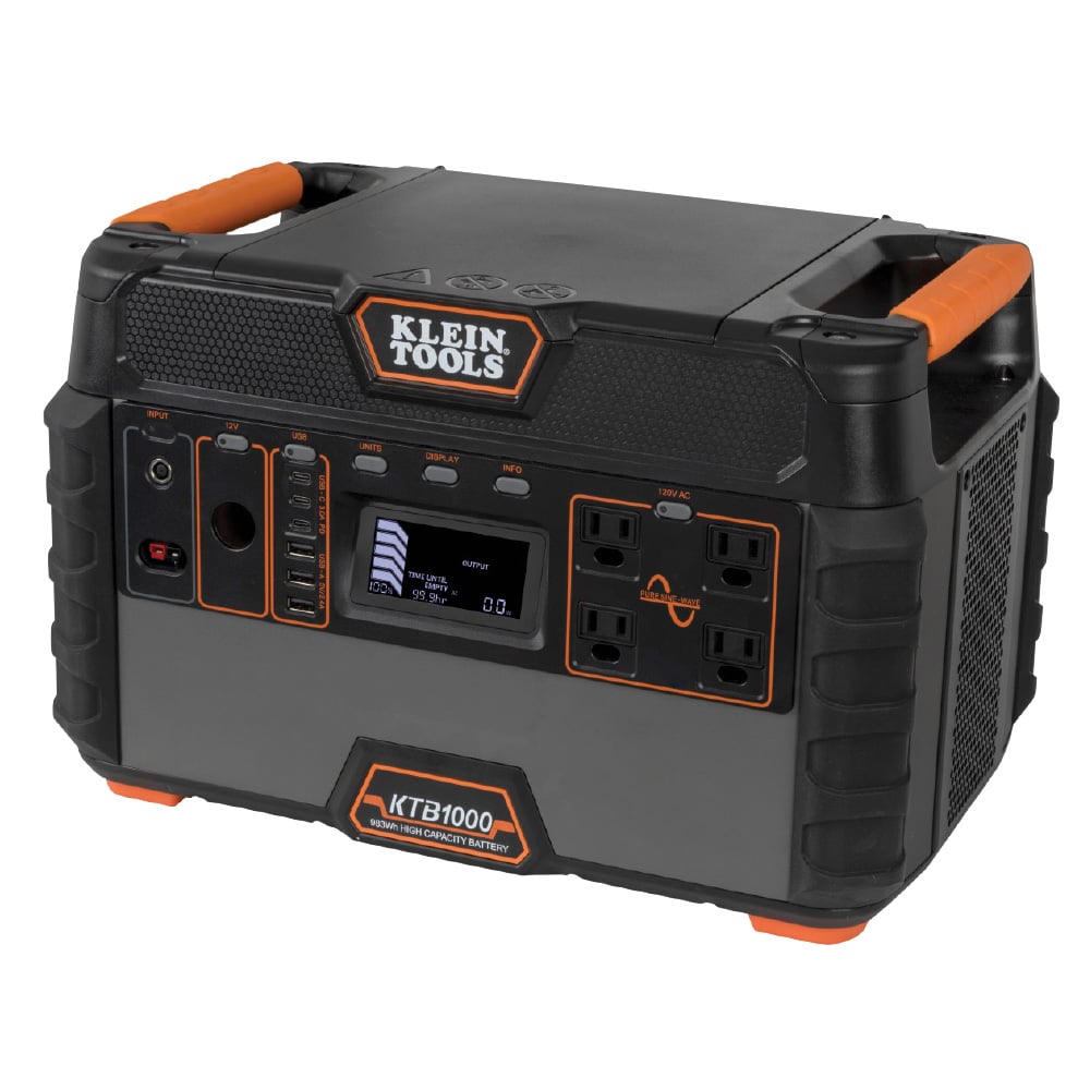 KTB1000 Portable Power Station, 120 V, 1500, 3000 W Power Rating, Aluminum/Plastic