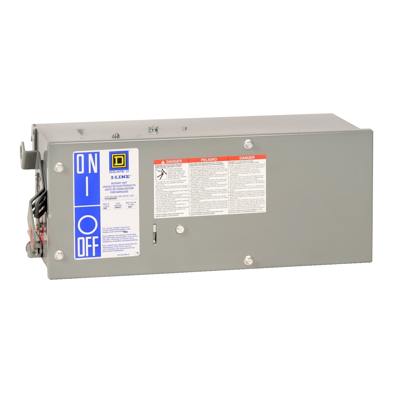 PJD36225GN I-Line 3-Pole Low Ampere II Busway Circuit Breaker Plug-In Unit, 600 V AC, 225 to 250 A, 3+G+N Wires, JD Frame