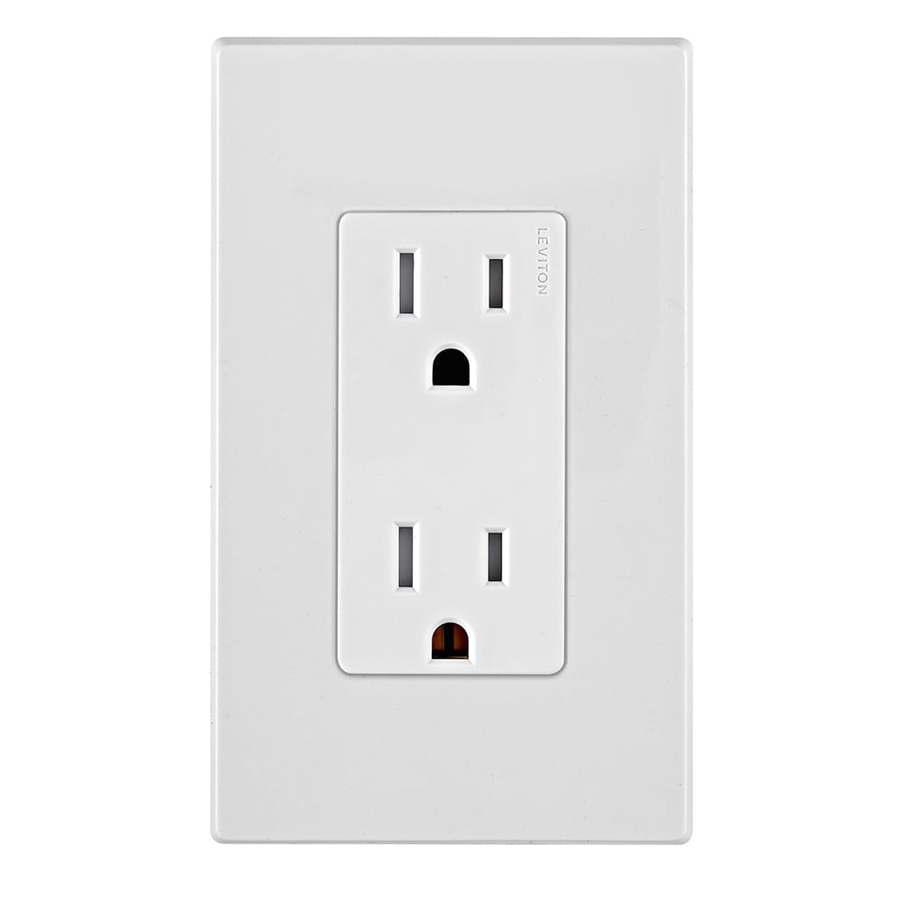 E5325-W Self-Grounded Receptacle, 125 V AC, 15 A, 2 Poles, 3 Wires
