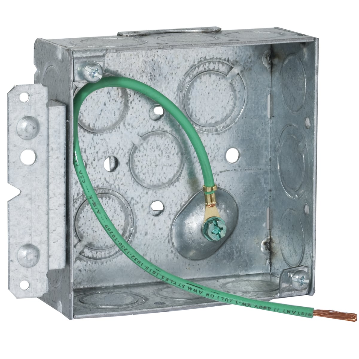 189H Square Box, Steel, 21.1 cu-in Capacity, (16) Knockouts, 4 in H x 4 in W x 1-1/2 in D