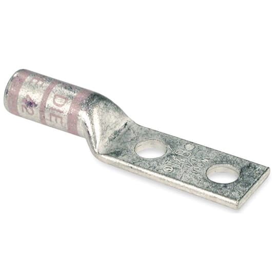 54860BE Color-Keyed 54800 2-Hole Non-Insulated Compression Lug, 1/0 AWG Copper Conductor, Die Code: 42, 5/16 in Stud, Copper