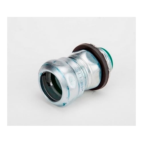 259-SRTI Bridgeport Insulated Throat Raintight Compression Connector With Internal Sealing Ring and Knockout Gasket, 4 in Trade, For Use With EMT Conduit, Steel, Electro-Plated Zinc