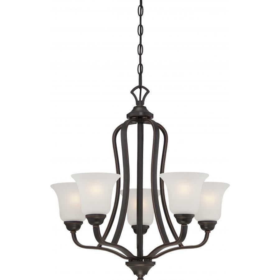 60-5695 Nuvo Elizabeth Traditional Chandelier, (5) A19 Lamp, 120 VAC, Sudbury Bronze Housing