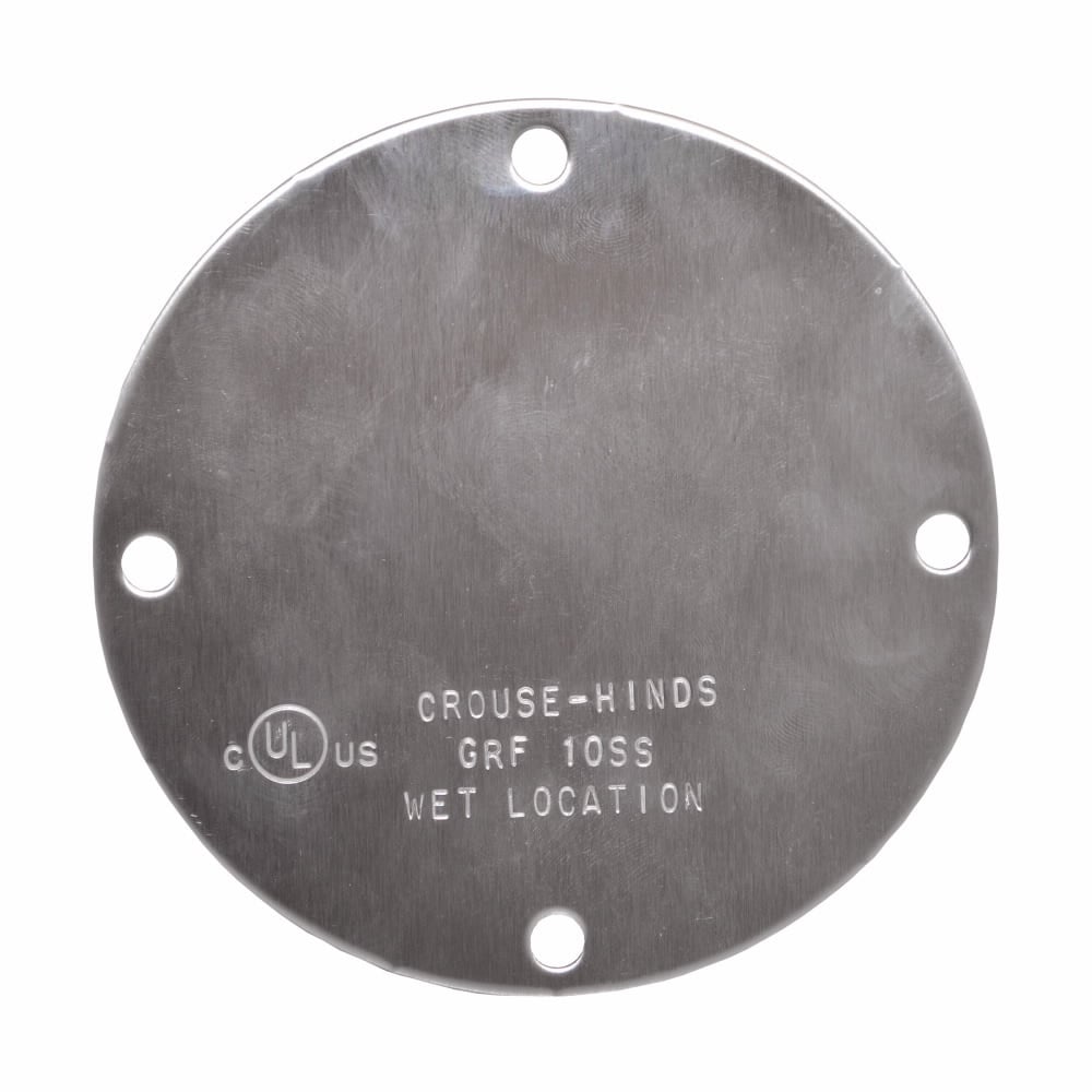 GRF10SS Condulet Flat Threaded Blank Cover With Gasket, 316 Stainless Steel, Unpolished