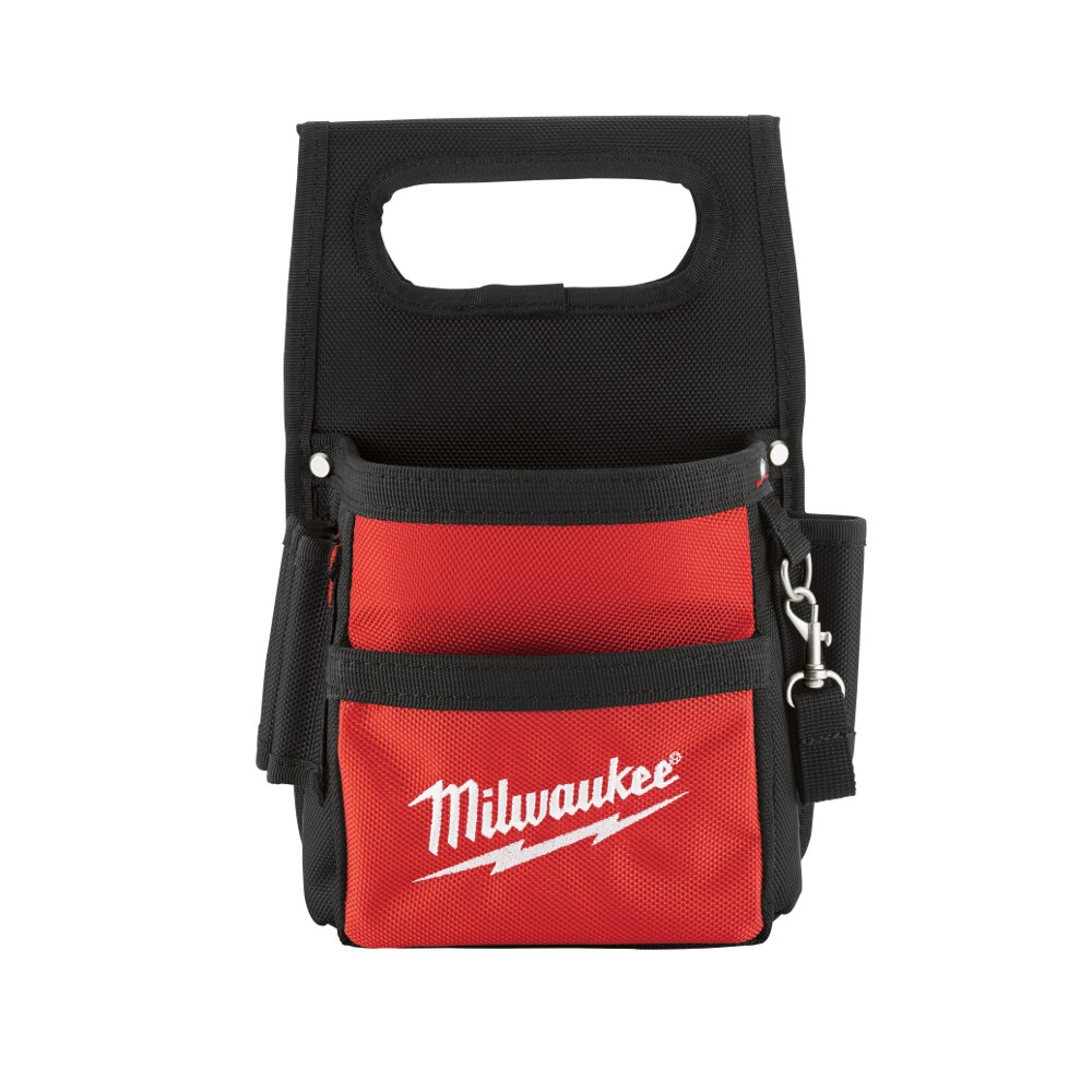 48-22-8111 Compact Electricians Work Pouch, Ballistic Nylon, Black/Red