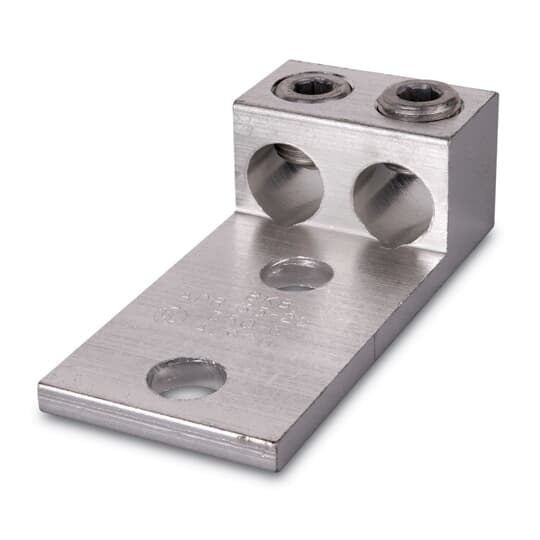 ADR60-22D Blackburn Type ADR-ALCUL Dual Rated Mechanical Connector, 2 AWG to 600 kcmil Aluminum/Stranded Copper Conductor, 1/2 in Stud, 2 Bolt Holes, Aluminum