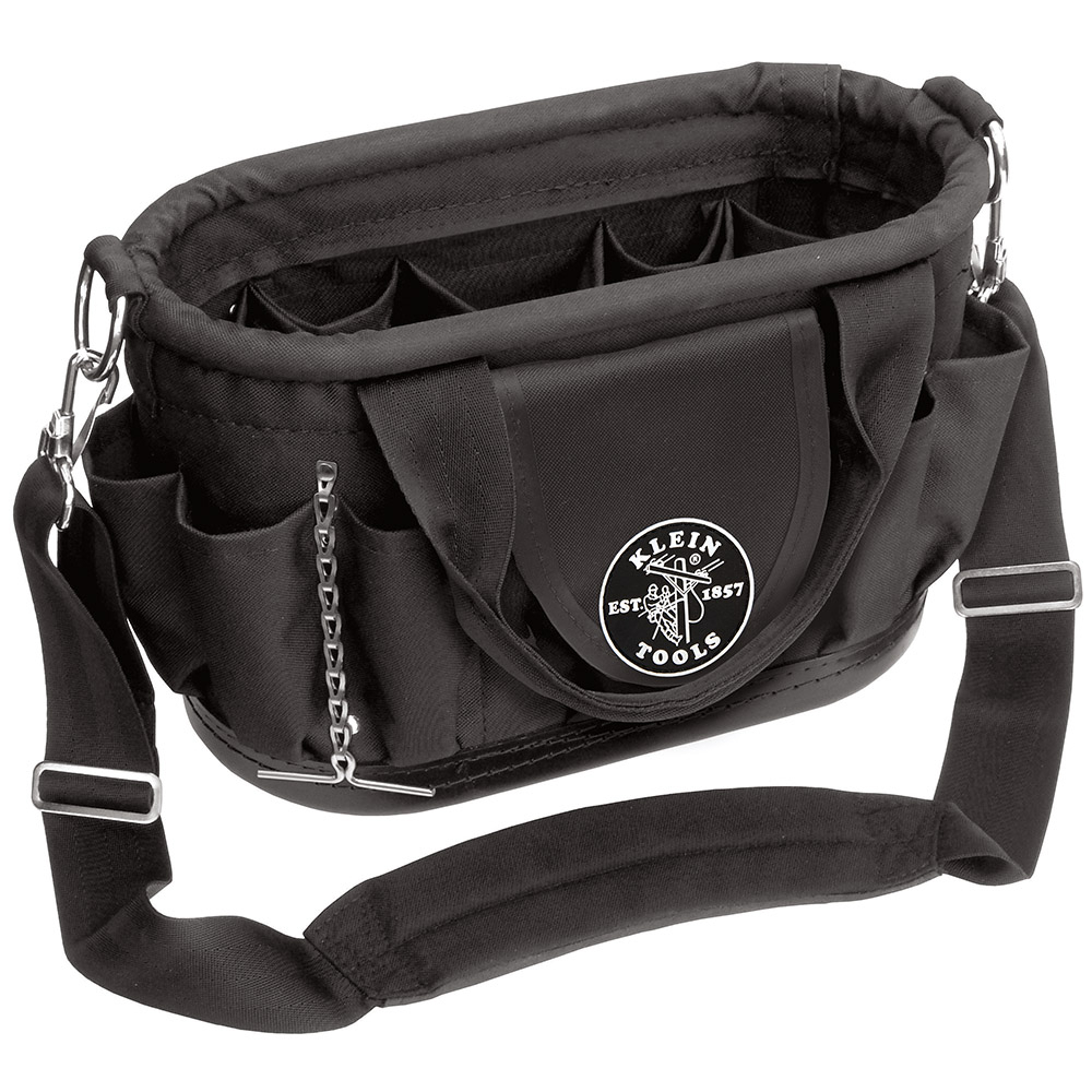 58890 Tool Tote Bag With Shoulder Strap, Polyester, Black
