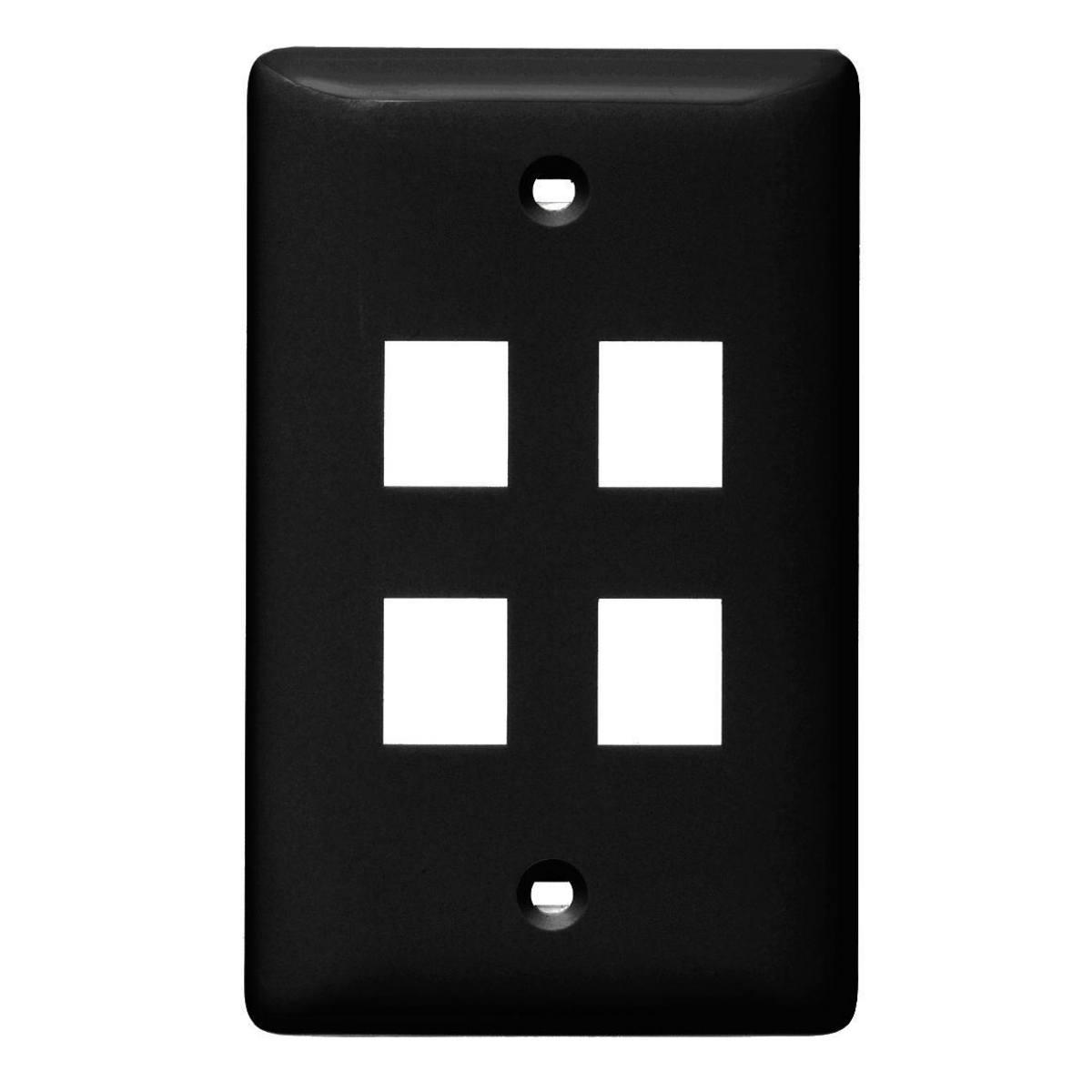 NSP14BK Standard Molded Keystone Faceplate, 1 Gangs, 4 Ports, Multimedia Module, Fastened Mount, High-Impact Thermoplastic