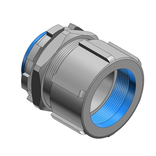 8121 T&B Non-Insulated Threadless Conduit Connector, 1/2 in Trade, For Use With Rigid/IMC Conduits, Malleable Iron, Chromate Coated/Electro-Zinc Plated