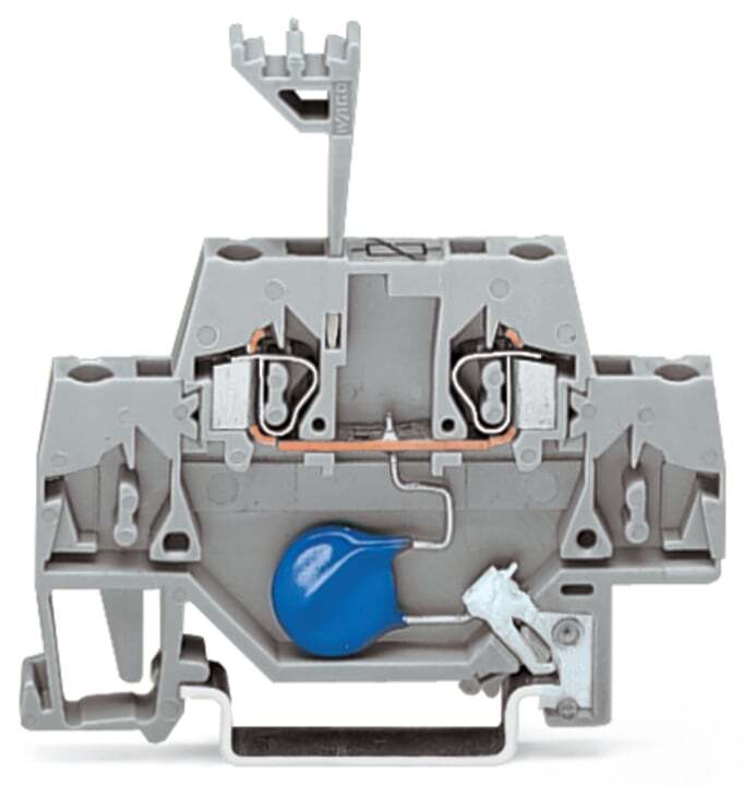 280-502/281-614 Double-Deck Component Terminal Block, 115 V AC, 20 A, 28 to 14 AWG Wire, DIN Rail Mount